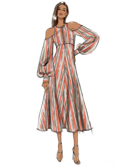 Patron Vogue 9296 E5 - Robes pour femmes à épaules nues et taille haute