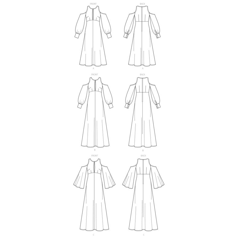 Patron Vogue 9296 E5 - Robes pour femmes à épaules nues et taille haute