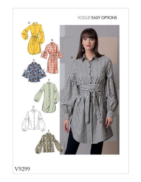 Patron Vogue 9299 E5 - Chemisiers pour femme à manches bouffantes