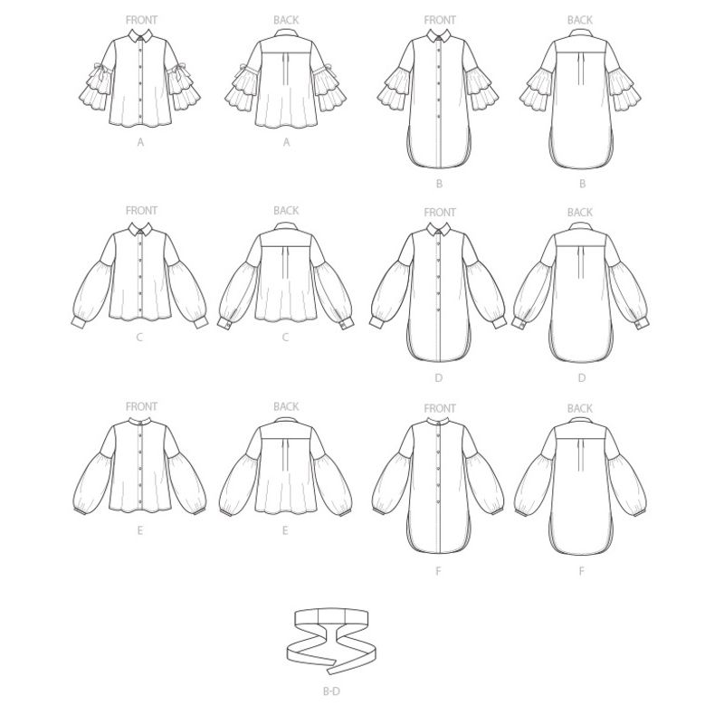 Patron Vogue 9299 E5 - Chemisiers pour femme à manches bouffantes