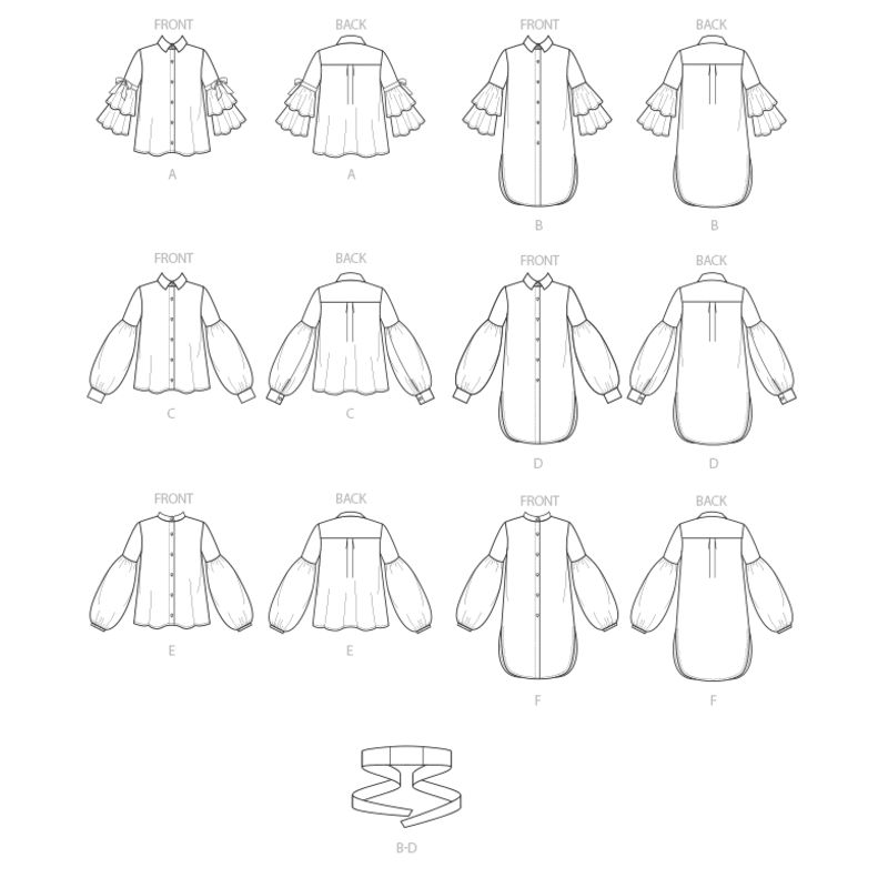 Patron Vogue 9299 E5 - Chemisiers pour femme à manches bouffantes