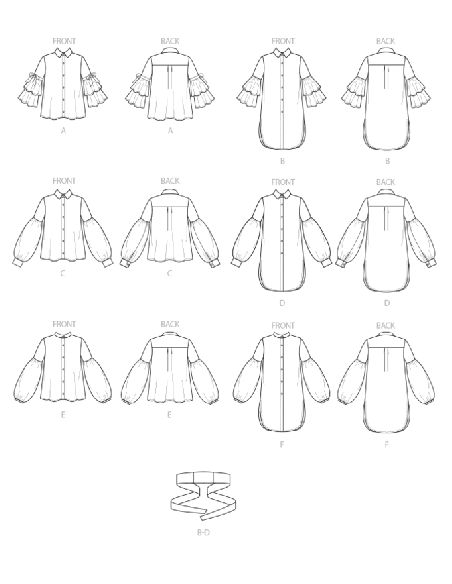 Patron Vogue 9299 E5 - Chemisiers pour femme à manches bouffantes