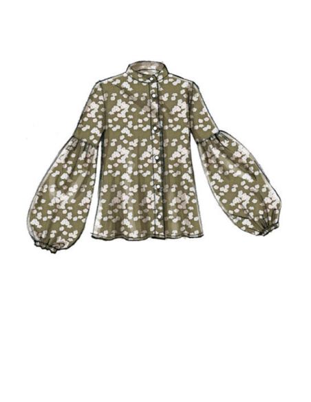 Patron Vogue 9299 E5 - Chemisiers pour femme à manches bouffantes