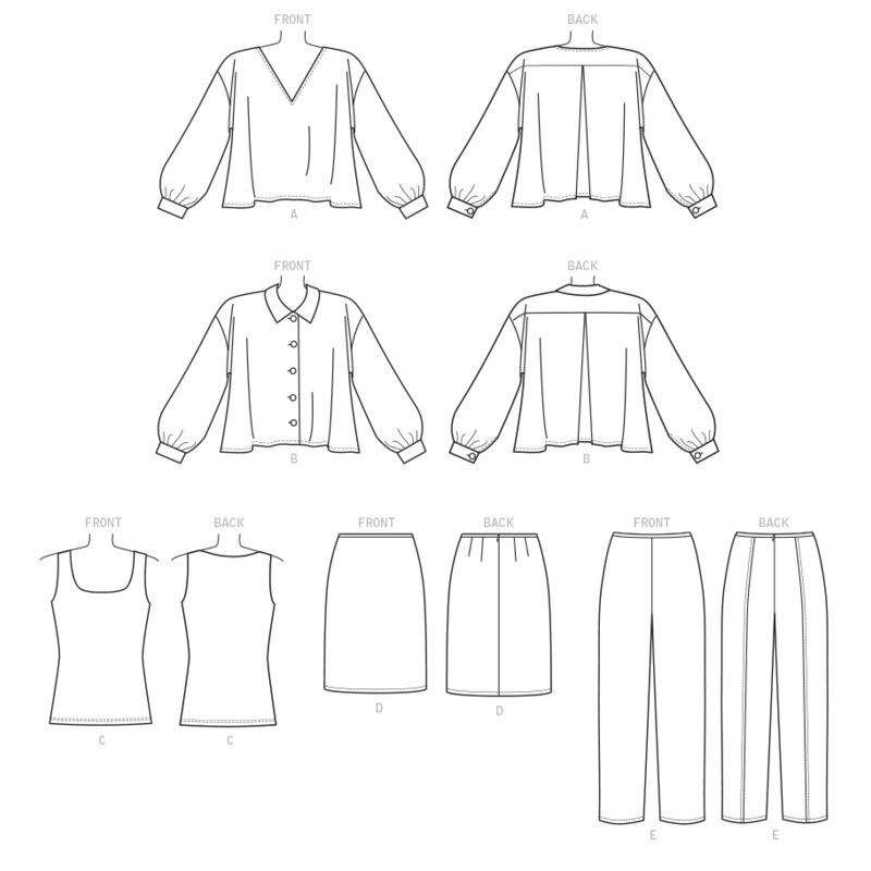 Patron Vogue 9286 Y - Ensemble pour femme : Chemisier, top, jupe et pantalon