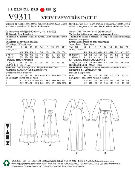 Patron Vogue 9311 OSZ - Robes amples