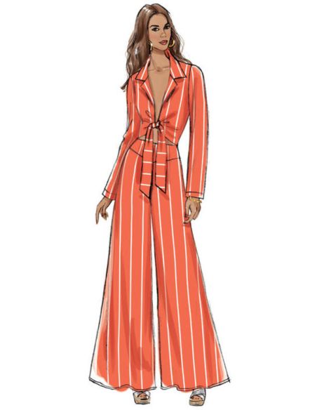 Patron Vogue 9319 E5 - Ensemble pour femme : Top et veste à nœud style boléro, accompagnés d'un short et d'un pantalon