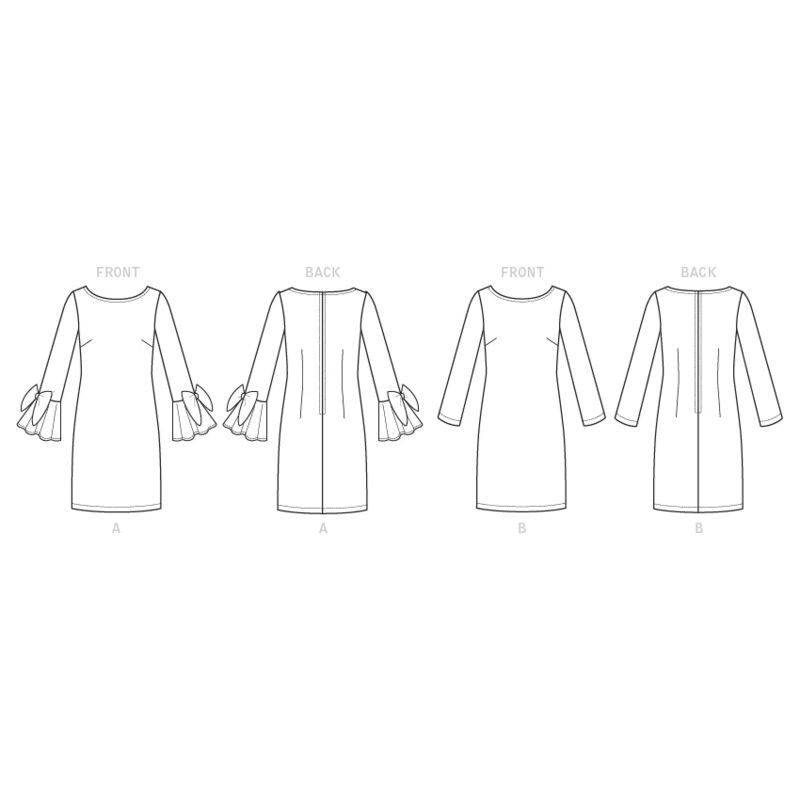 Patron Vogue 9325 E5 - Robe femme style fourreau, disponible avec ou sans poignets volantés