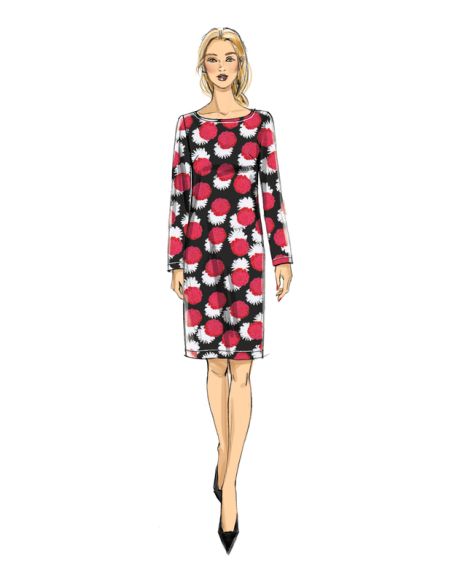 Patron Vogue 9325 E5 - Robe femme style fourreau, disponible avec ou sans poignets volantés