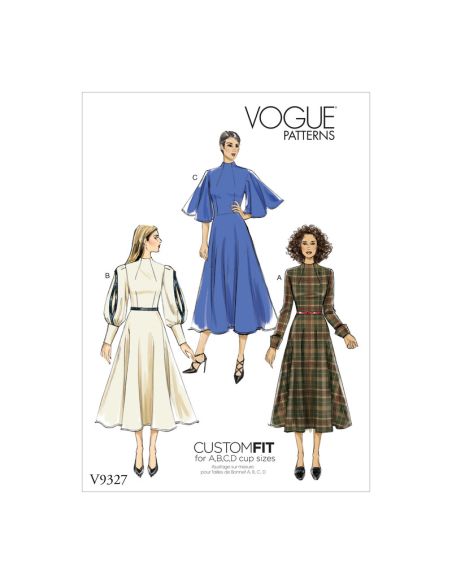 Patron Vogue 9327 A5 - Robe femme à décolleté V avec bas évasé
