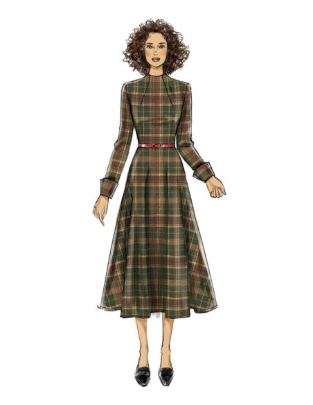 Patron Vogue 9327 A5 - Robe femme à décolleté V avec bas évasé