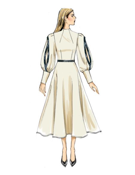 Patron Vogue 9327 A5 - Robe femme à décolleté V avec bas évasé