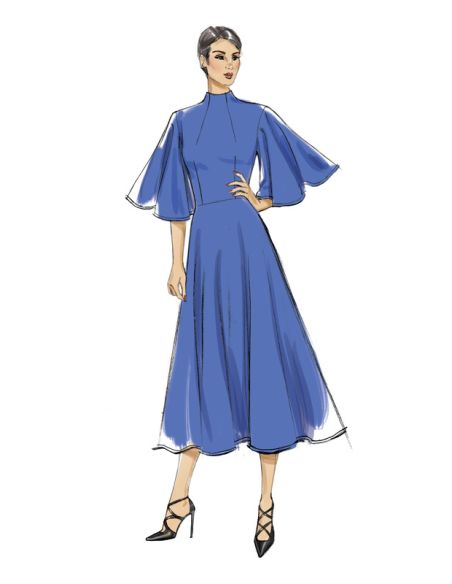 Patron Vogue 9327 A5 - Robe femme à décolleté V avec bas évasé