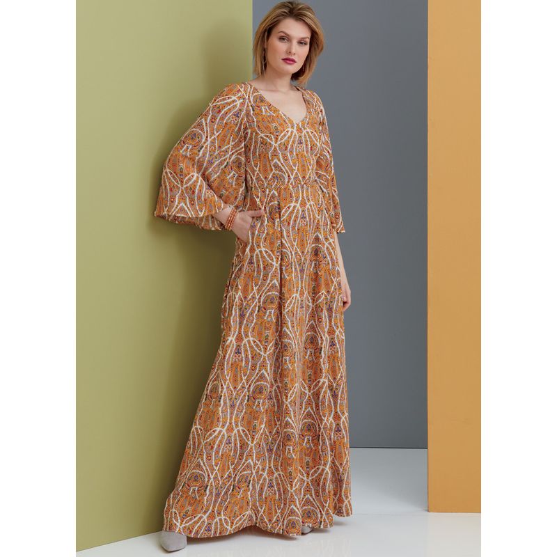 Patron Vogue 9328 A5 - Robes femme, mi-longue ou longue, avec dos ajouré