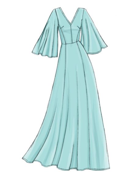 Patron Vogue 9328 A5 - Robes femme, mi-longue ou longue, avec dos ajouré