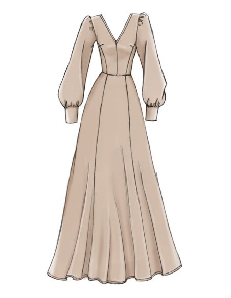 Patron Vogue 9328 E5 - Robes femme, mi-longue ou longue, avec dos ajouré