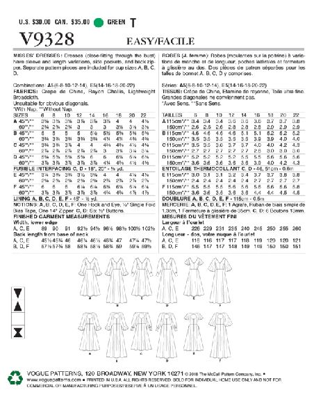 Patron Vogue 9328 E5 - Robes femme, mi-longue ou longue, avec dos ajouré