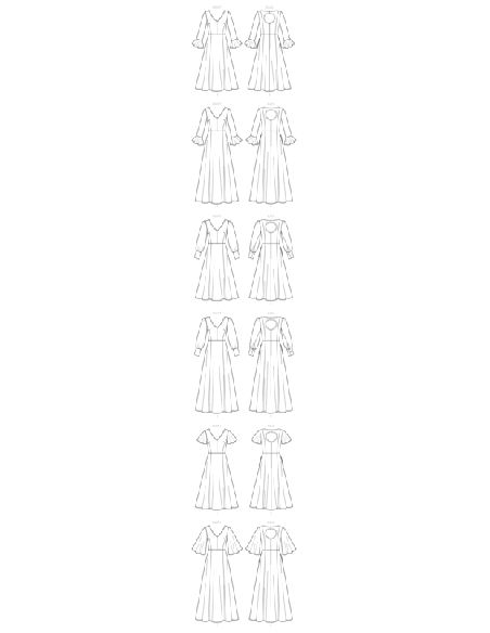 Patron Vogue 9328 E5 - Robes femme, mi-longue ou longue, avec dos ajouré