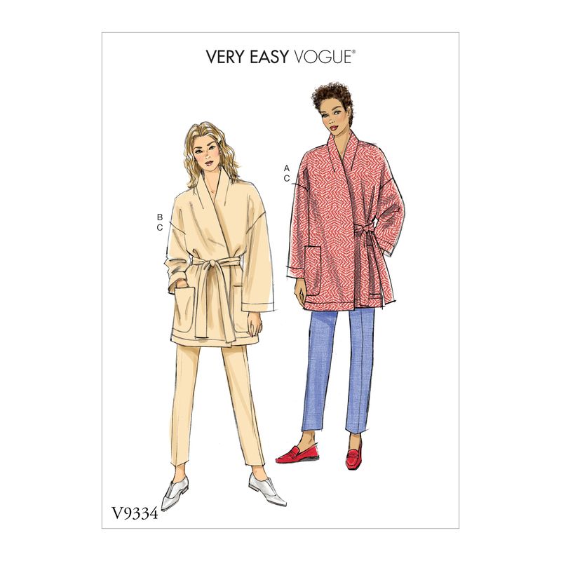 Patron Vogue 9334 Y - Ensemble femme : Kimono avec veste ceinturée et pantalon