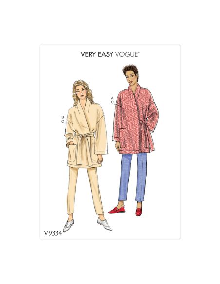 Patron Vogue 9334 Y - Ensemble femme : Kimono avec veste ceinturée et pantalon