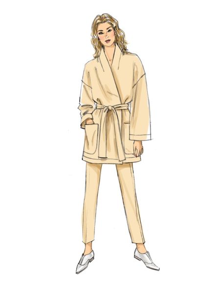 Patron Vogue 9334 Y - Ensemble femme : Kimono avec veste ceinturée et pantalon