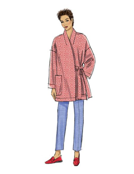 Patron Vogue 9334 ZZ - Ensemble femme : Kimono avec veste ceinturée et pantalon