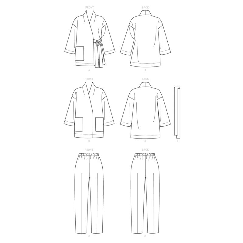 Patron Vogue 9334 ZZ - Ensemble femme : Kimono avec veste ceinturée et pantalon