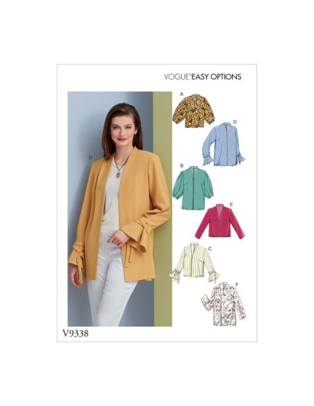 Patron Vogue 9338 A5 - Vestes femme de style ouvert