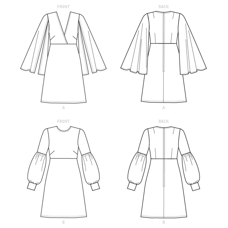 Patron Vogue 9344 A5 - Robes femme avec choix de manches fendues ou style bishop