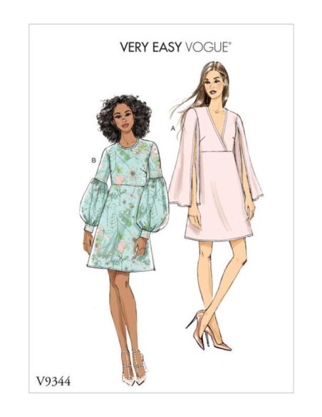 Patron Vogue 9344 A5 - Robes femme avec choix de manches fendues ou style bishop