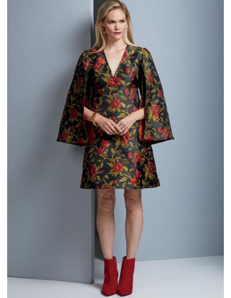 Patron Vogue 9344 E5 - Robes femme avec choix de manches fendues ou style bishop