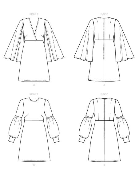 Patron Vogue 9344 E5 - Robes femme avec choix de manches fendues ou style bishop