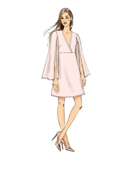 Patron Vogue 9344 E5 - Robes femme avec choix de manches fendues ou style bishop