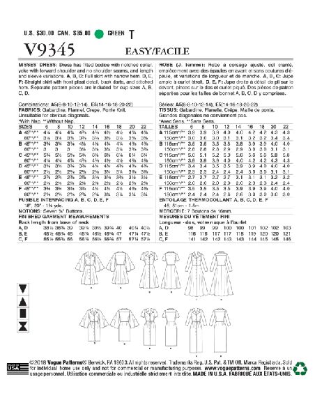 Patron Vogue 9345 E5 - Robe style chemisier pour femme