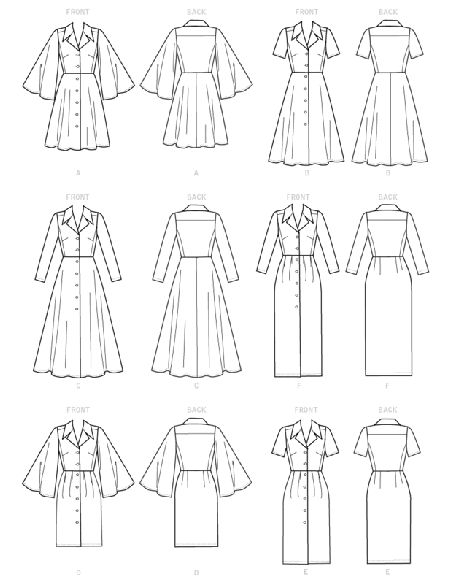 Patron Vogue 9345 E5 - Robe style chemisier pour femme