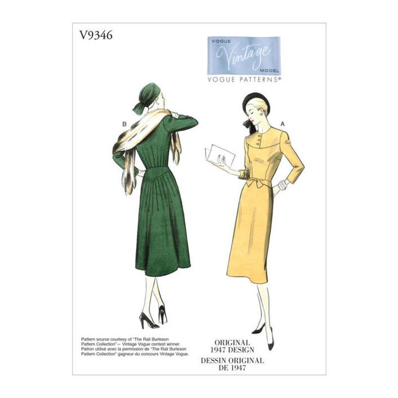 Patron Vogue 9346 A5 - Robe femme style années 1940