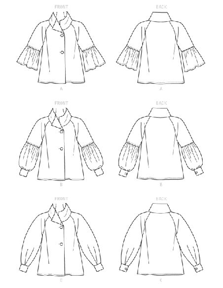 Patron Vogue 9347 Y -Veste femme de coupe trapèze avec manches raglan