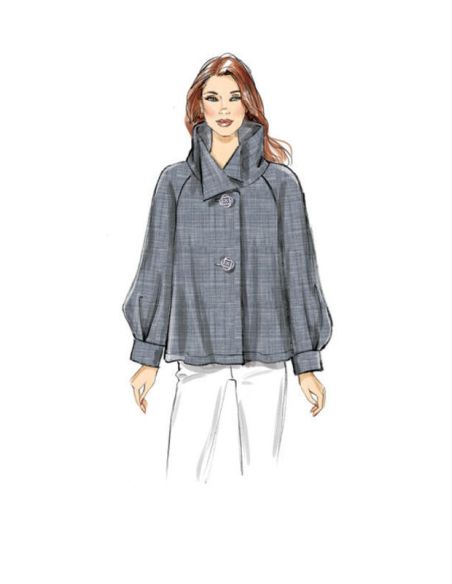 Patron Vogue 9347 ZZ - Veste femme de coupe trapèze avec manches raglan