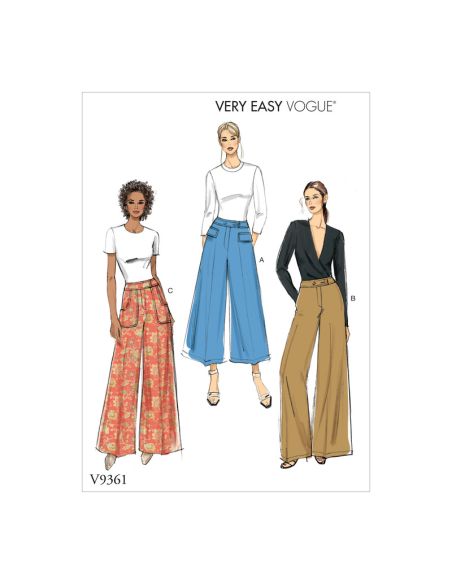 Patron Vogue 9361 A5 - Pantalon pour femme coupe évasée