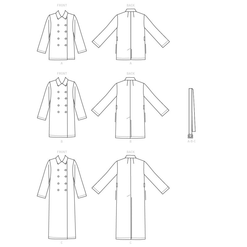 Patron Vogue 9367 Y - Veste femme style trench croisé et non doublé