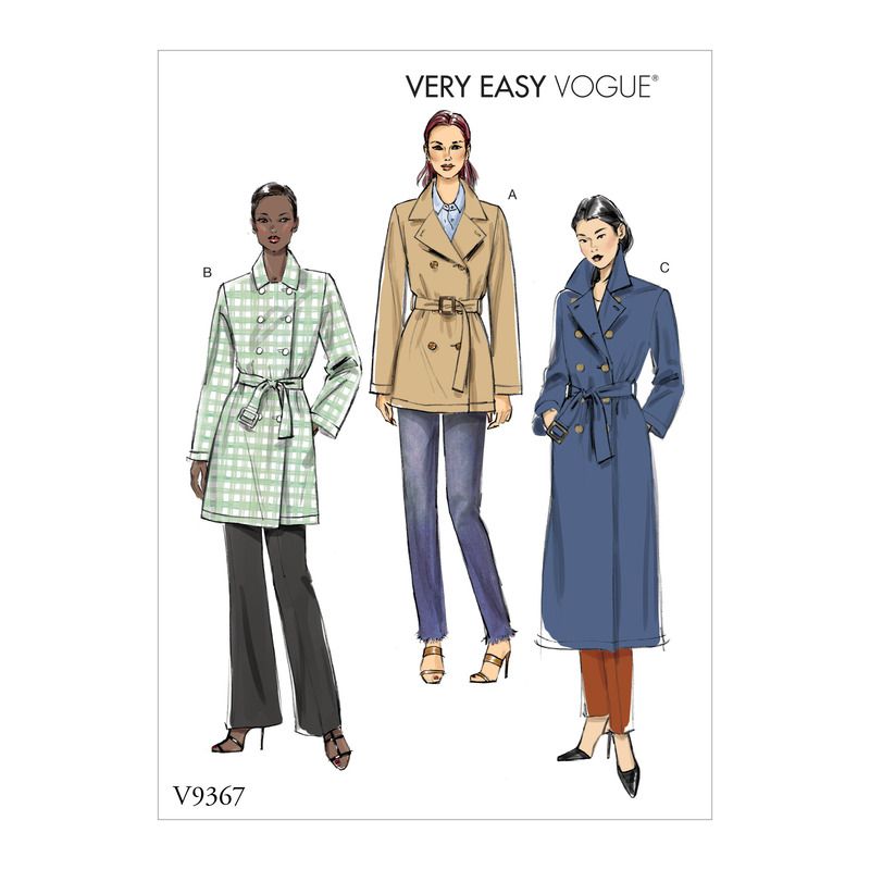 Patron Vogue 9367 Y - Veste femme style trench croisé et non doublé