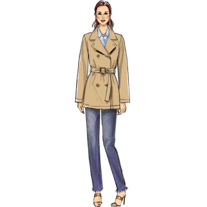 Patron Vogue 9367 ZZ - Veste femme style trench croisé et non doublé 2