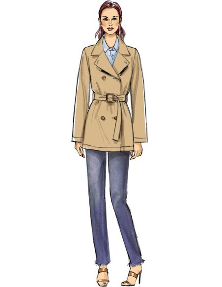 Patron Vogue 9367 ZZ - Veste femme style trench croisé et non doublé