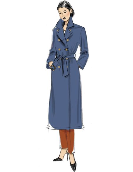 Patron Vogue 9367 ZZ - Veste femme style trench croisé et non doublé