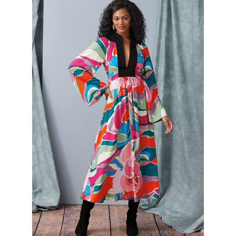 Patron Vogue 1921 A5 - Robe femme ample avec empiècements