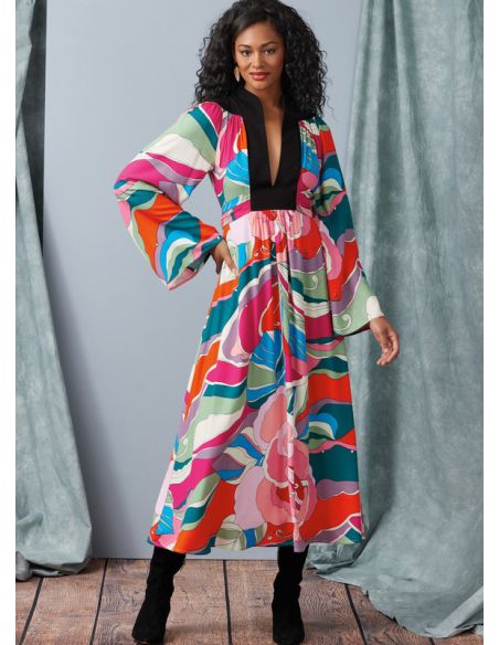 Patron Vogue 1921 A5 - Robe femme ample avec empiècements