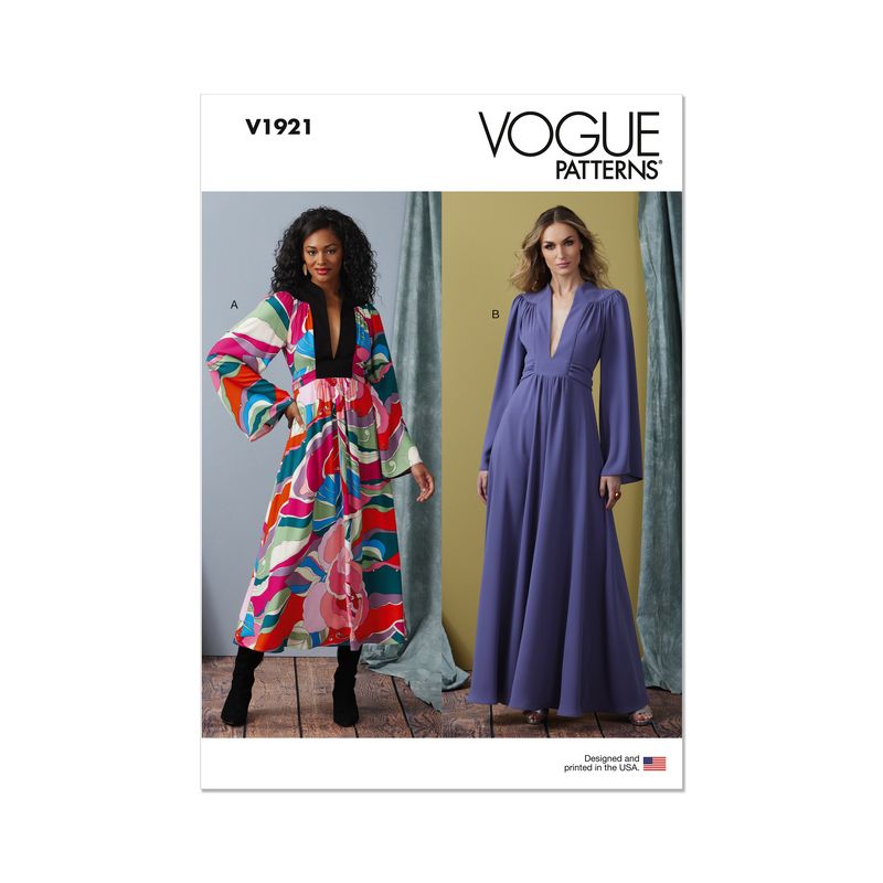 Patron Vogue 1921 A5 - Robe femme ample avec empiècements