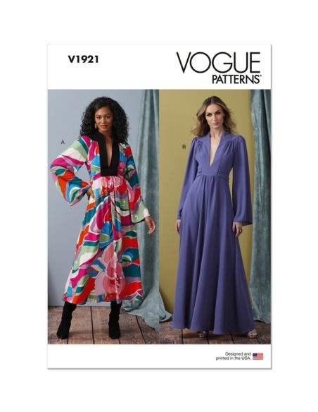 Patron Vogue 1921 A5 - Robe femme ample avec empiècements