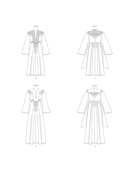 Patron Vogue 1921 A5 - Robe femme ample avec empiècements