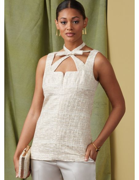 Patron Vogue 1922 A5 - Haut femme doublé et sans manches