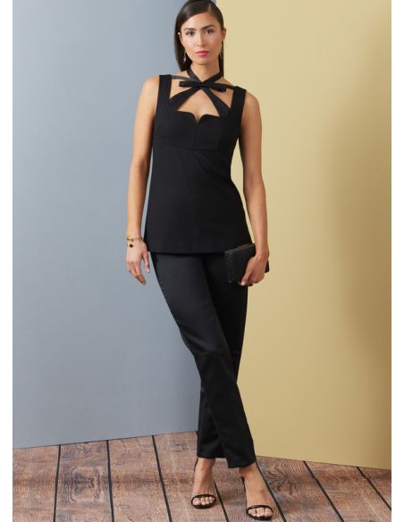 Patron Vogue 1922 A5 - Haut femme doublé et sans manches